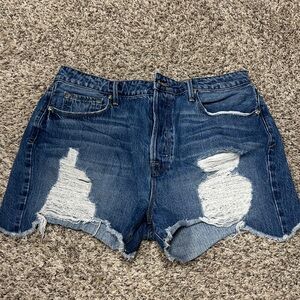 Good American Ripped Blue Jean Shorts